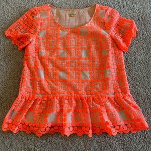 Embroidered lace short sleeve peplum top- Anthropologie